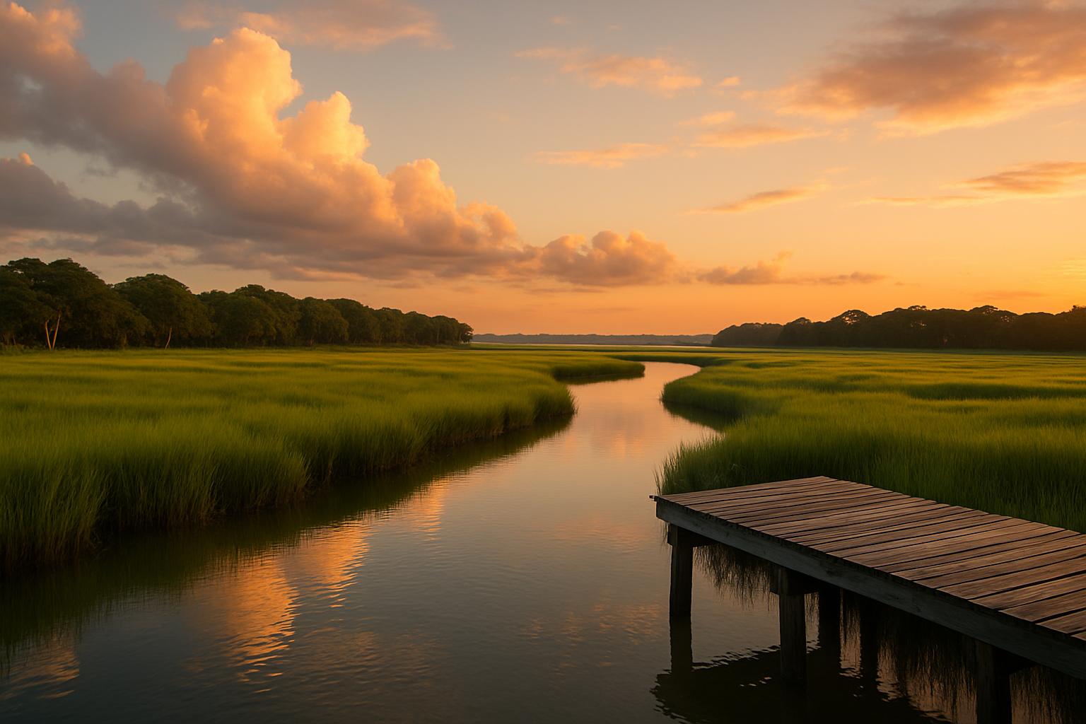 Low Country salt marsh at golden hour